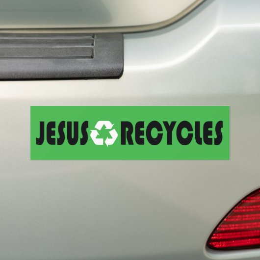 Jezus Recycles Bumpersticker (Op auto)