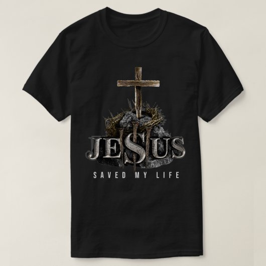 Jezus redde mijn leven Christelijke bijbelse bijbe T-shirt (Design voorkant)