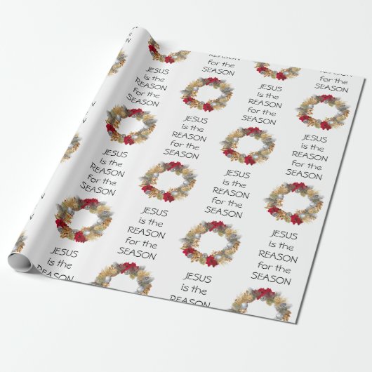 JEZUS REDEN SEIZOEN | Feestelijke krans | KERSTMIS Cadeaupapier (Uitgerold)