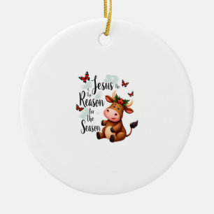 Jezus reden voor het seizoen koe kerst christelijk keramisch ornament