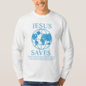 Jezus redt blauw uit 90's t-shirt (Voorkant)