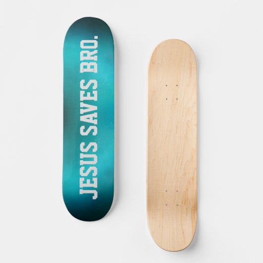Jezus redt Bro. Abstract Blue Haze Skateboard (Voorkant)