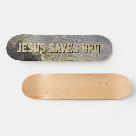 Jezus redt Bro. Abstract Gold Paint Skateboard (Horizontaal)