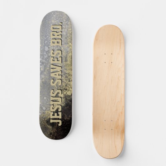 Jezus redt Bro. Abstract Gold Paint Skateboard (Voorkant)
