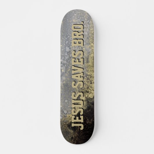 Jezus redt Bro. Abstract Gold Paint Skateboard (Voorkant)