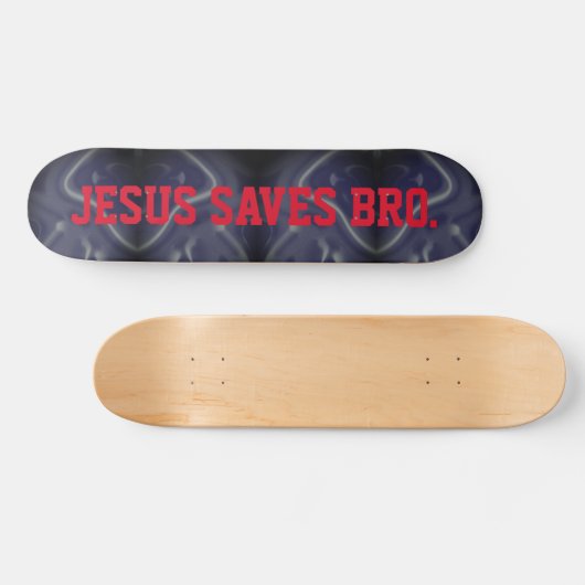 Jezus redt Bro. Abstract Patroon Blauw Skateboard (Horizontaal)