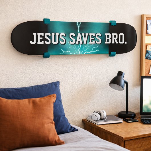 Jezus Redt Bro. Blue Lightning Skateboard