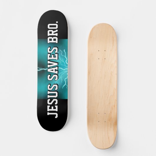 Jezus redt Bro. Blue Lightning Skateboard (Voorkant)