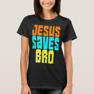 Jezus redt Bro Funny Christelijk Bold Faith Surfin T-shirt