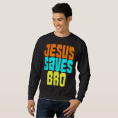 Jezus redt Bro Funny Christelijk Bold Faith Surfin Trui (Voorkant volledig)