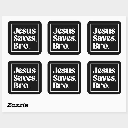 Jezus redt, bro vierkante sticker (Vel)