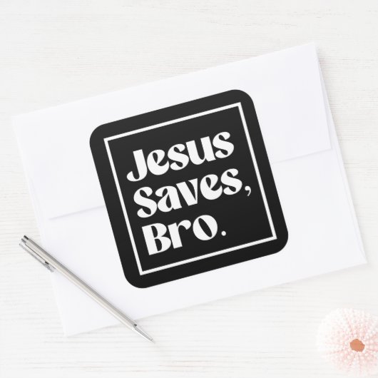 Jezus redt, bro vierkante sticker (Envelop)