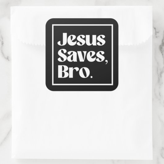 Jezus redt, bro vierkante sticker (Tas)
