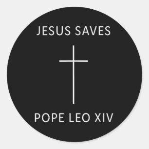 Jezus redt Christelijk kruis met minimaal religieu Ronde Sticker