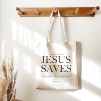 Jezus redt | Christelijke esthetische unisex Tote Bag