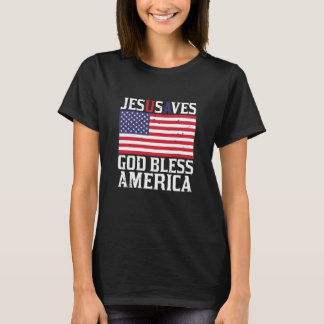 Jezus redt de VS God zegene Amerika T-shirt
