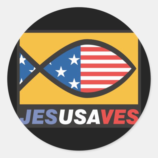 Jezus redt de VS Ronde Sticker (Voorkant)