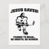 Jezus redt een grappig hemd op Hockey Briefkaart (Voorkant)