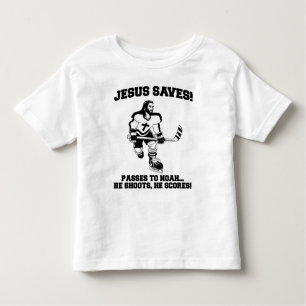 Jezus redt een grappig hemd op Hockey Kinder Shirts