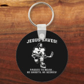 Jezus redt een grappig hemd op Hockey Sleutelhanger (Voorkant)