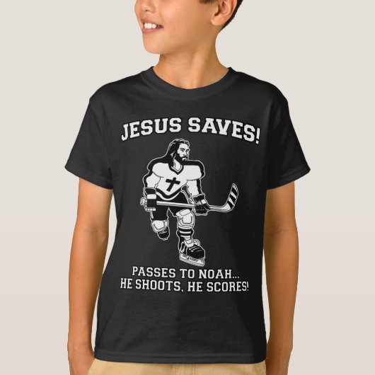 Jezus redt een grappig hemd op Hockey T-shirt (Voorkant)