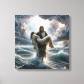 Jezus redt een jonge vrouw in een Storm Canvas Afdruk (Voorkant)