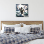 Jezus redt een jonge vrouw in een Storm Canvas Afdruk (Insitu (Slaapkamer))