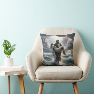 Jezus redt een jonge vrouw in een Storm Kussen