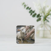 Jezus redt een lam uit een modderplas vierkante visitekaartje (Staand voorkant)