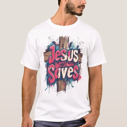 Jezus redt: Graffiti Verlossing T-shirt (Voorkant)