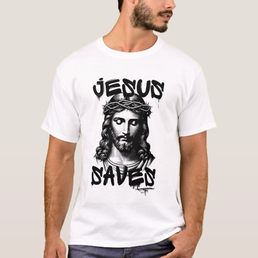 Jezus redt graffitistijl t-shirt (Voorkant)