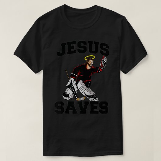 Jezus redt grappige Hockey Goalie Jezus redt T-shirt (Design voorkant)