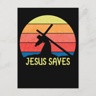 Jezus Redt Grunge Christelijke Vintage Zonsonderga Feestdagenkaart