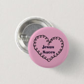 Jezus redt Hart Ronde Button 3,2 Cm (Voorkant /achterkant)
