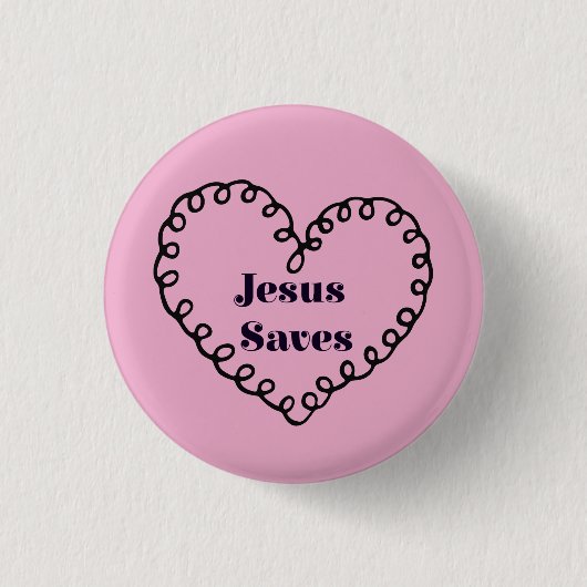 Jezus redt Hart Ronde Button 3,2 Cm (Voorkant)