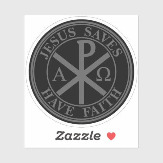 Jezus redt, heb geloof - Het Chi-Rho kruis (grijs) Sticker (Vel)