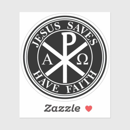 Jezus redt, heb geloof - het Chi-Rho kruis (wit) Sticker (Vel)