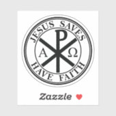 Jezus redt, heb geloof - Het Chi-Rho Kruis (zwart) Sticker (Vel)
