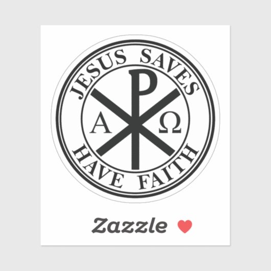 Jezus redt, heb geloof - Het Chi-Rho Kruis (zwart) Sticker (Vel)