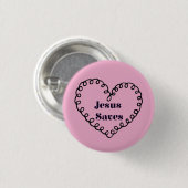 Jezus redt het hart ronde button 3,2 cm (Voorkant /achterkant)