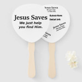 Jezus redt het, we helpen je hem te vinden handwaaier (Voorkant en achterkant)