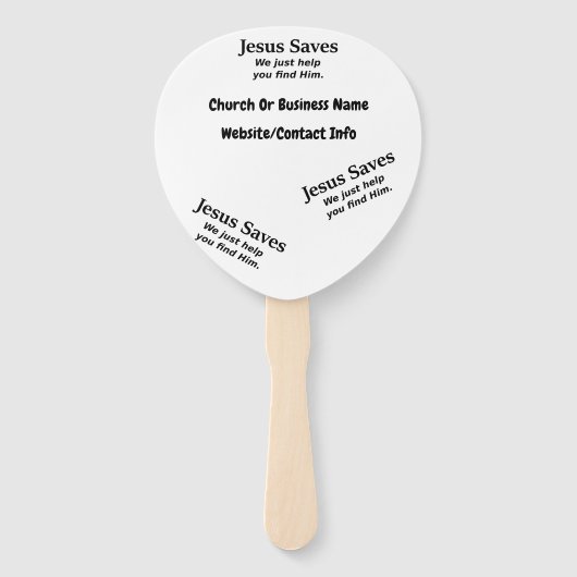 Jezus redt het, we helpen je hem te vinden handwaaier (Achterkant)