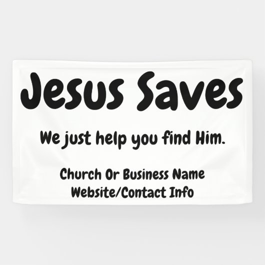 Jezus redt het, we helpen je hem te vinden spandoek (Horizontaal)