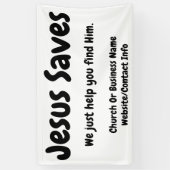 Jezus redt het, we helpen je hem te vinden spandoek (Verticaal)