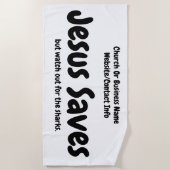 Jezus redt het, we helpen je hem te vinden strandlaken (Voorkant)