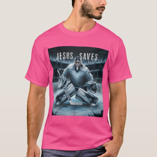 Jezus redt hockeykeeper t-shirt (Voorkant)