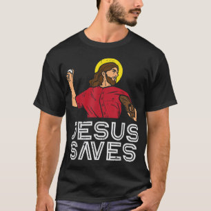 Jezus redt honkbal God Sport Christelijke Mannen W T-shirt