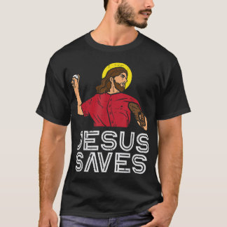 Jezus redt honkbal God Sport Christelijke Mannen W T-shirt