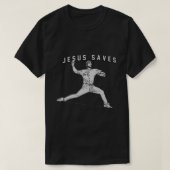 Jezus redt honkbal Pitcher Funny Jesus T-shirt (Design voorkant)