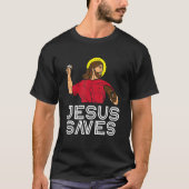 Jezus redt honkbal Pitcher Religieuze Pro Christi T-shirt (Voorkant)